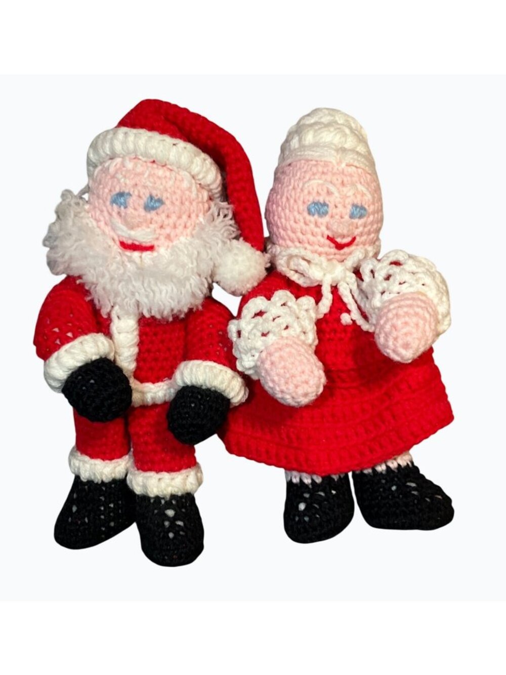 Handmade Crochet Santa and Mrs. Claus Dolls Christmas Decoration